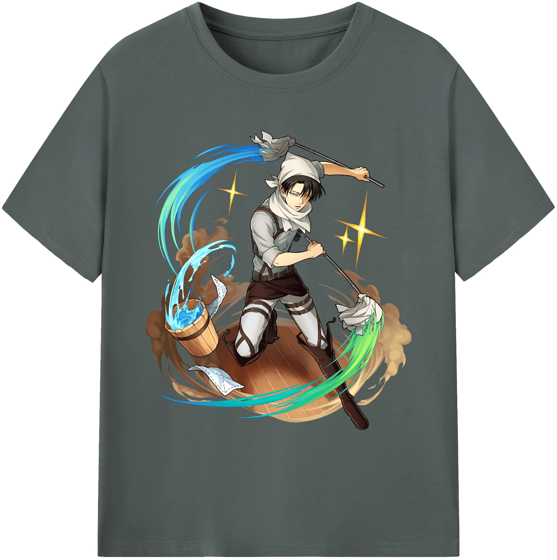 （画像用） 進撃の巨人 リヴァイ·アッカーマン Attack on Titan Levi Ackerman 綿100％ メンズ半袖Tシャツ｜肌触りやわらか＆通気性